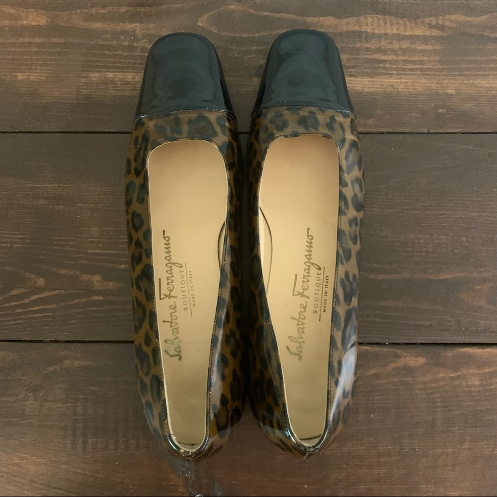 Salvatore Ferragamo Patent Leather Animal Print Pumps Size 7